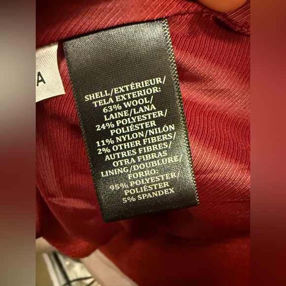 BNWT Ann Taylor Wool Double Breasted Pea Coat Winter Coat Women Red Size Small - Picture 5 of 6